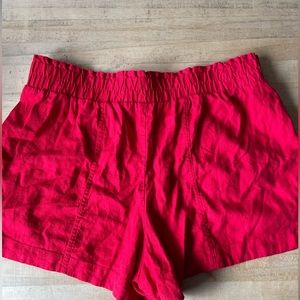 Red linen shorts